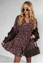 Kwiecista Rochie mini No Second Chances burgundowa