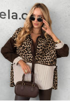 Cămașă cu model tip panteră i paski Wildest Twist ciocolatie