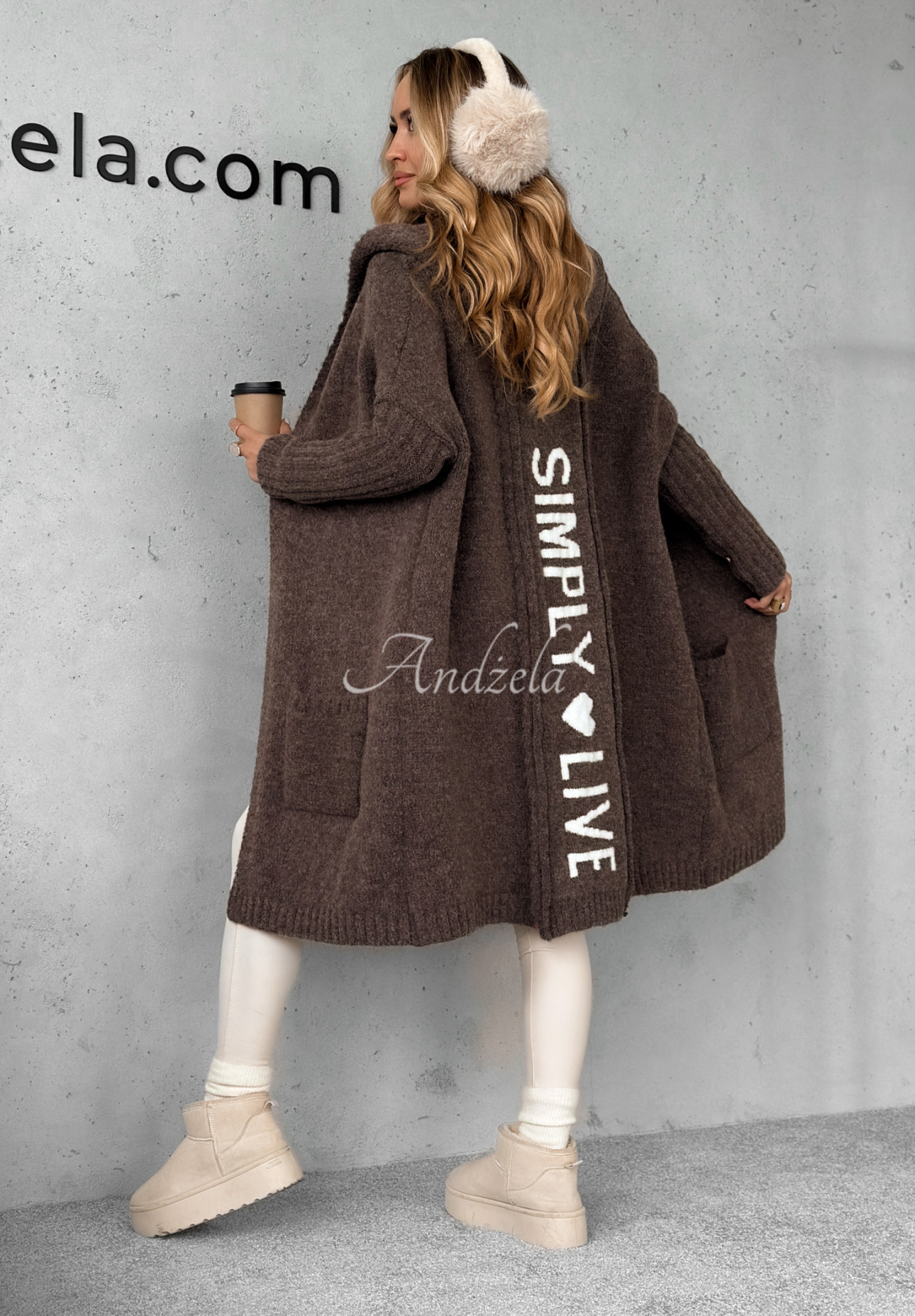 Cardigan lung oversize Simply Live cu glugă