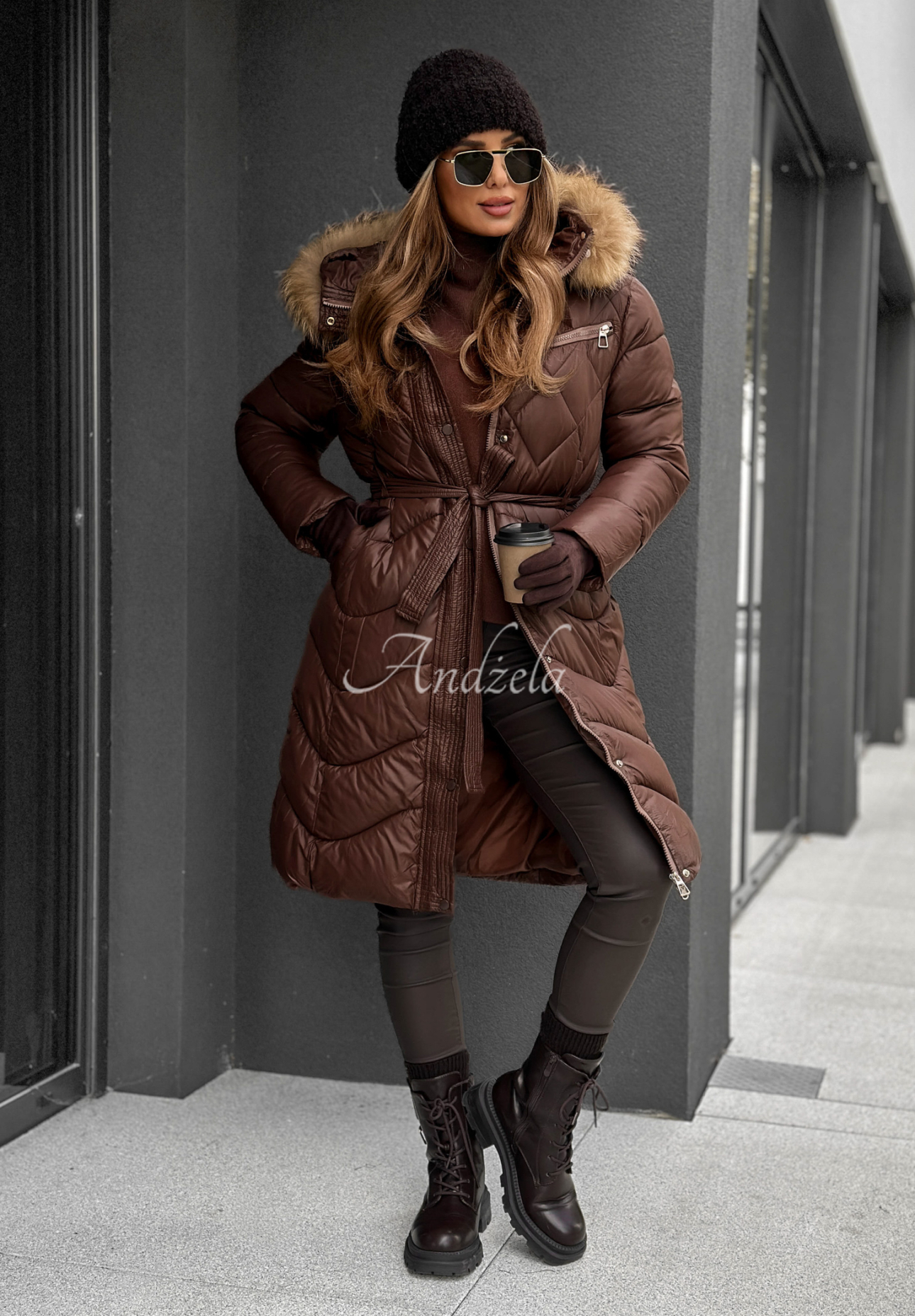 Geacă lungă matlasată Hello Cold Days cu blană