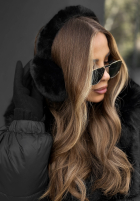 Căști pentru urechi z futerkiem Frosty Kiss negre