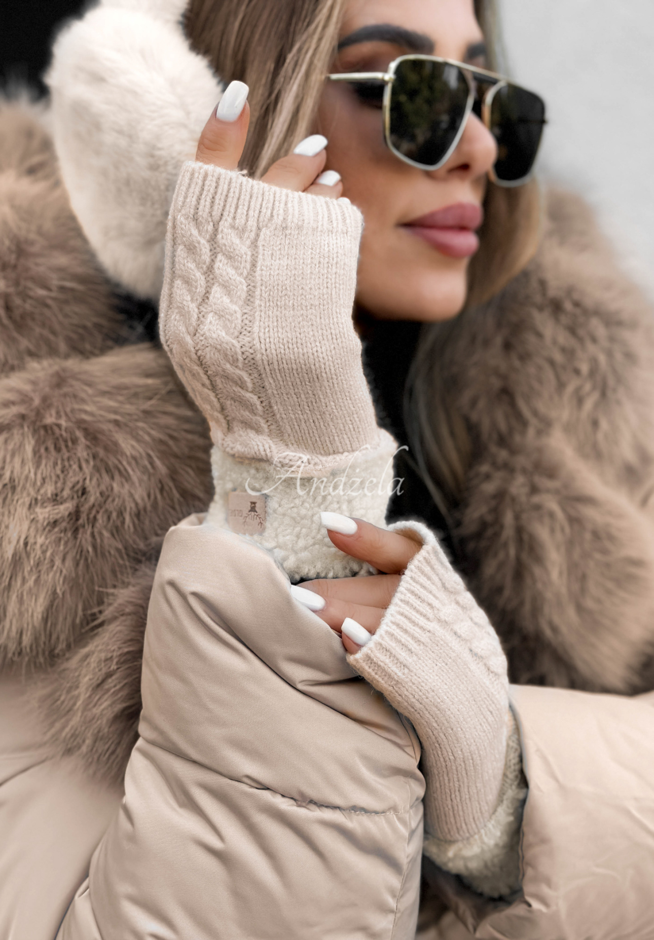 Mănuși tip mitene cu blăniță Enjoying Winter