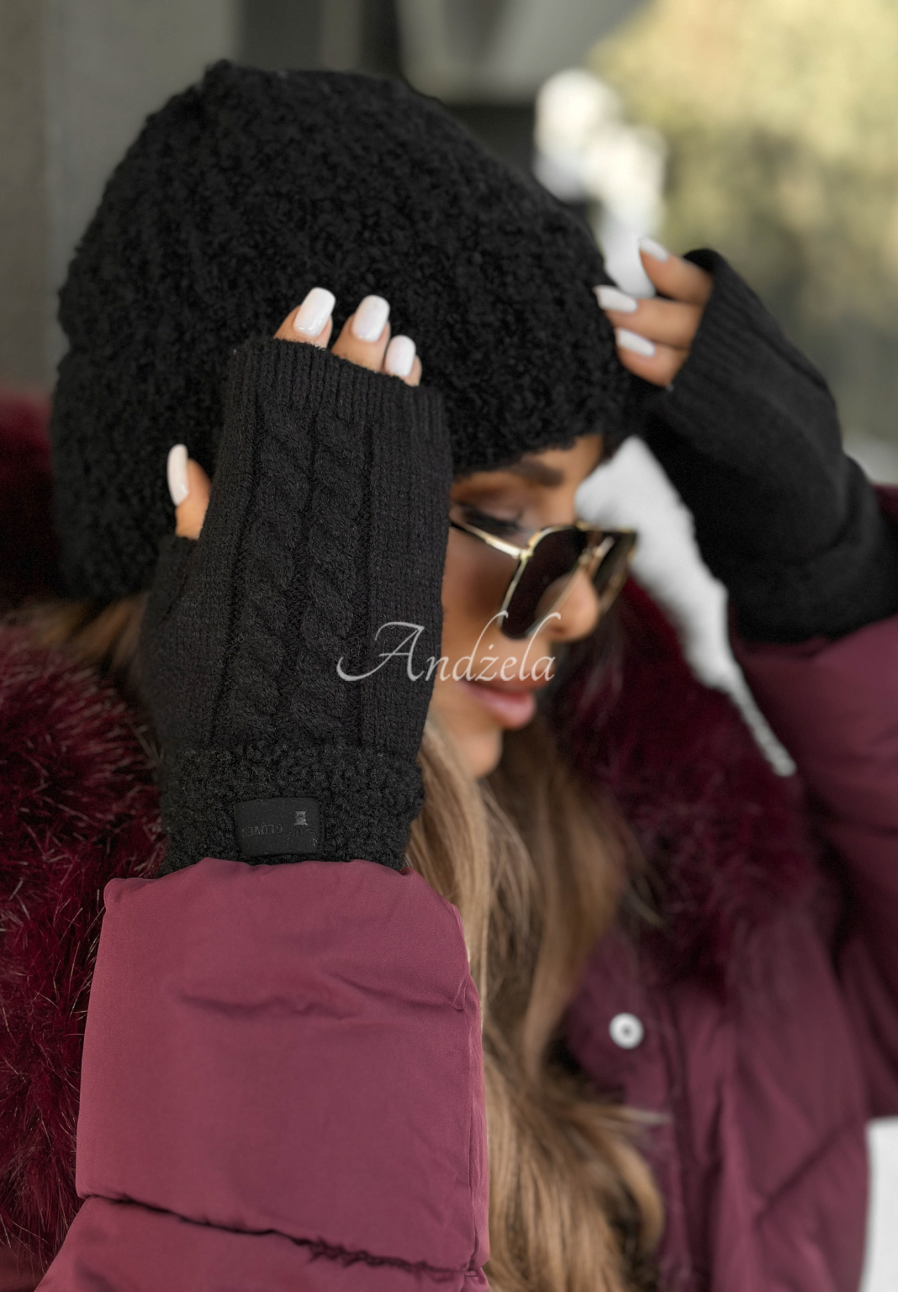 Mănuși tip mitene cu blăniță Enjoying Winter