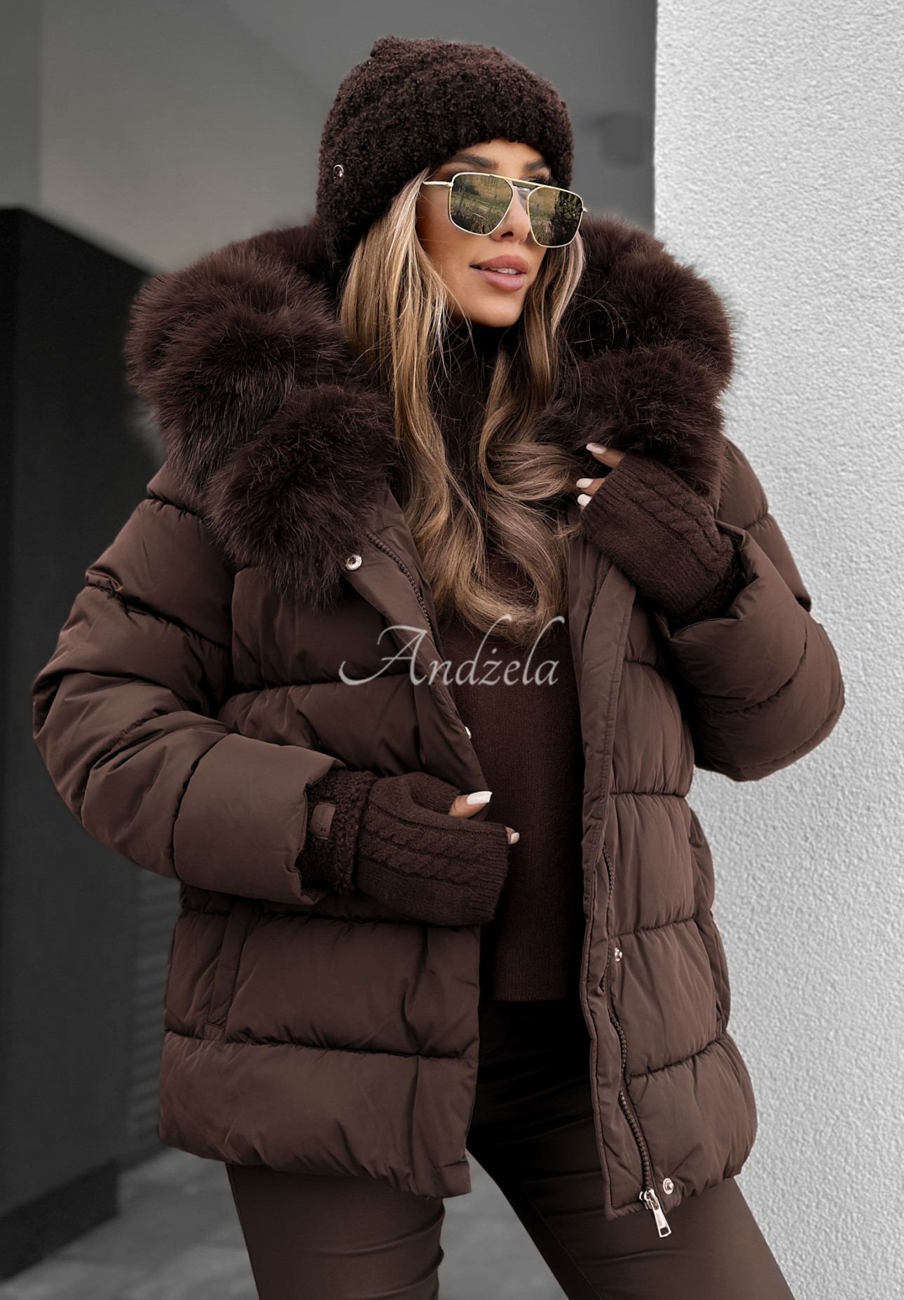 Geacă matlasată cu blăniță și curea Coldest Moments
