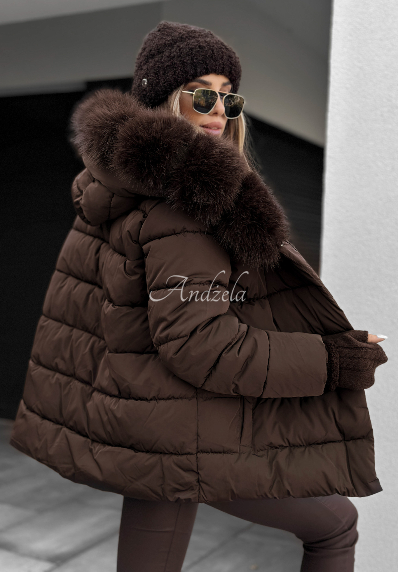 Geacă matlasată cu blăniță și curea Coldest Moments