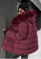 Pikowana Geacă z futerkiem i paskiem Coldest Moments burgundowa
