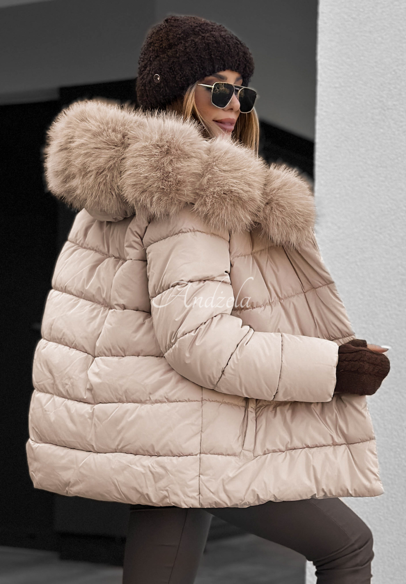 Geacă matlasată cu blăniță și curea Coldest Moments