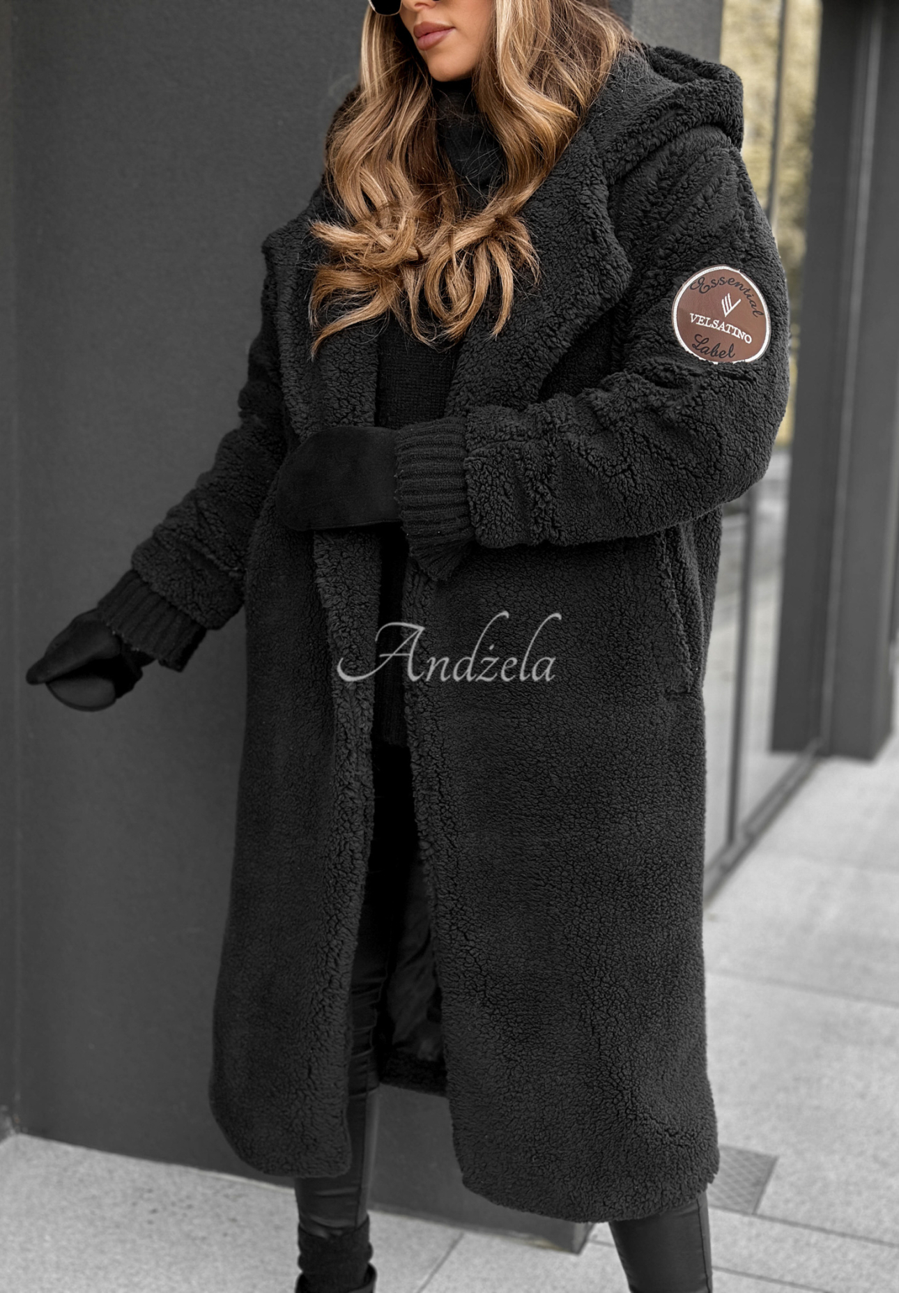 Pardesiu din imitație de lână de miel, cu glugă Before Frost