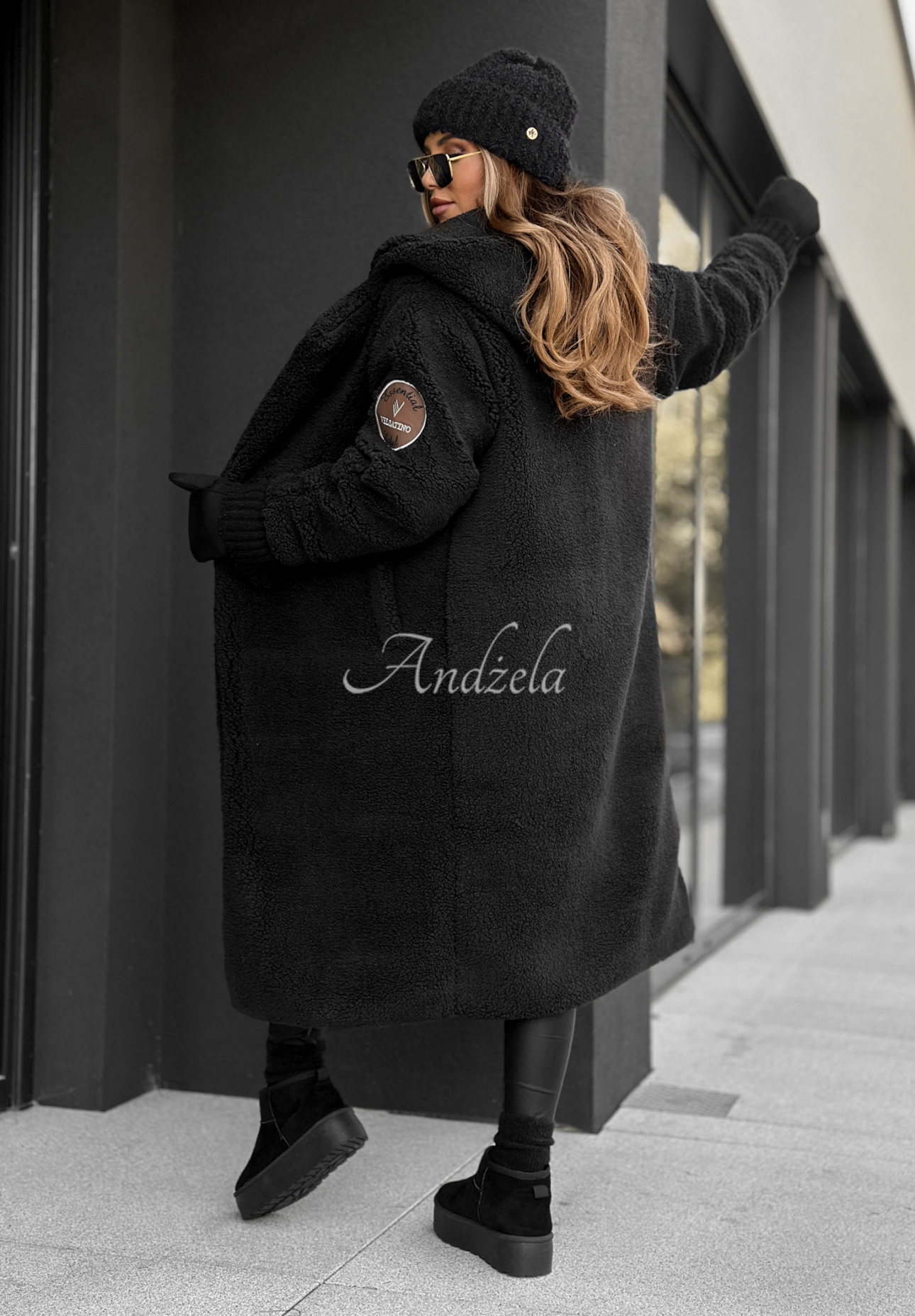 Pardesiu din imitație de lână de miel, cu glugă Before Frost