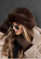 Căciulă bucket hat z futerkiem Winter Cuddles ciocolatie