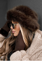 Căciulă bucket hat z futerkiem Winter Cuddles ciocolatie