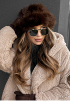 Căciulă bucket hat z futerkiem Winter Cuddles ciocolatie