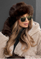 Căciulă bucket hat z futerkiem Winter Cuddles ciocolatie