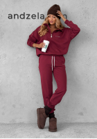 Compleu de trening Hanorac i Pantaloni Pause Time burgundowy
