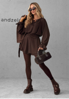 Salopetă z falbanką Someone's Dream ciocolatiu