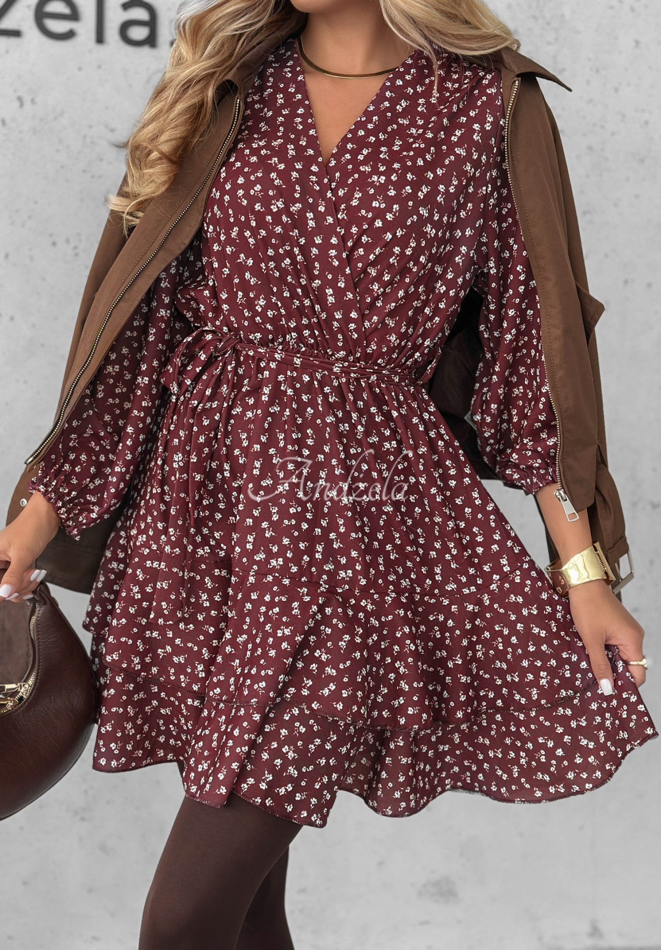 Rochie mini din viscoză cu imprimeu floral Midnight Mood