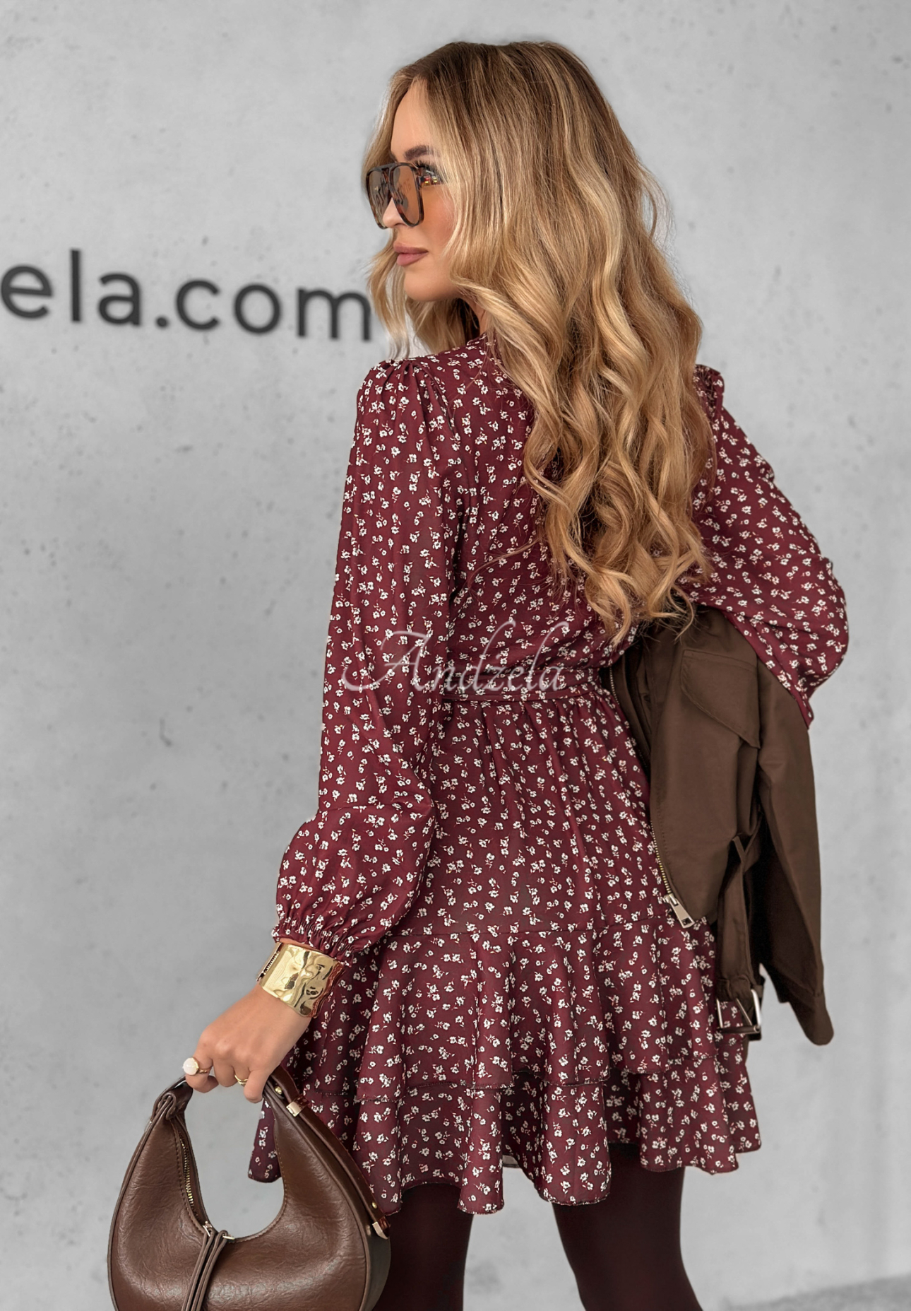 Rochie mini din viscoză cu imprimeu floral Midnight Mood