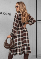 Rochie midi w kratę Just Listen ciocolatie