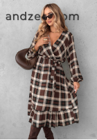 Rochie midi w kratę Just Listen ciocolatie