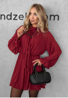 Rochie mini z falbankami Not Just Dream burgundowa