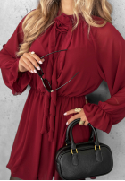 Rochie mini z falbankami Not Just Dream burgundowa