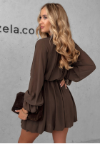 Rochie mini z falbankami Not Just Dream mokka