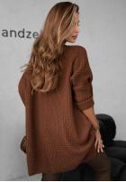 Asymetryczny Pulover z ozdobną aplikacją Been A While ciocolatiu