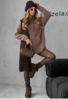 Pulover oversize z kapturem Carra ciocolatiu