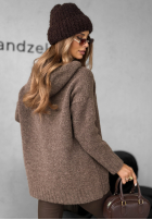 Pulover oversize z kapturem Carra ciocolatiu