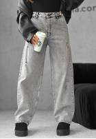 Pantaloni din denim mom fit Words And Ideas gri