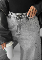 Pantaloni din denim mom fit Words And Ideas gri