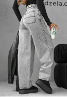 Pantaloni din denim mom fit Words And Ideas gri