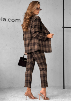 Compleu w kratę Sacou i Pantaloni I Am Late ciocolatiu