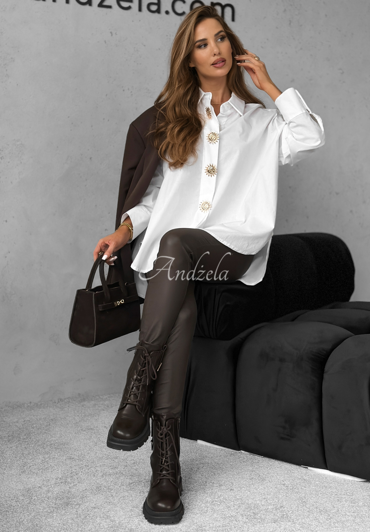 Cămașă din bumbac cu nasturi decorativi Don&#039;t Change Yourself