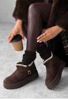 Botine din piele întoarsă cu broderie Wintery Blessings
