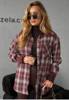 Cămașă w kratę Enjoying That burgundowa