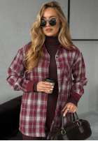 Cămașă w kratę Enjoying That burgundowa