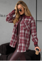 Cămașă w kratę Enjoying That burgundowa
