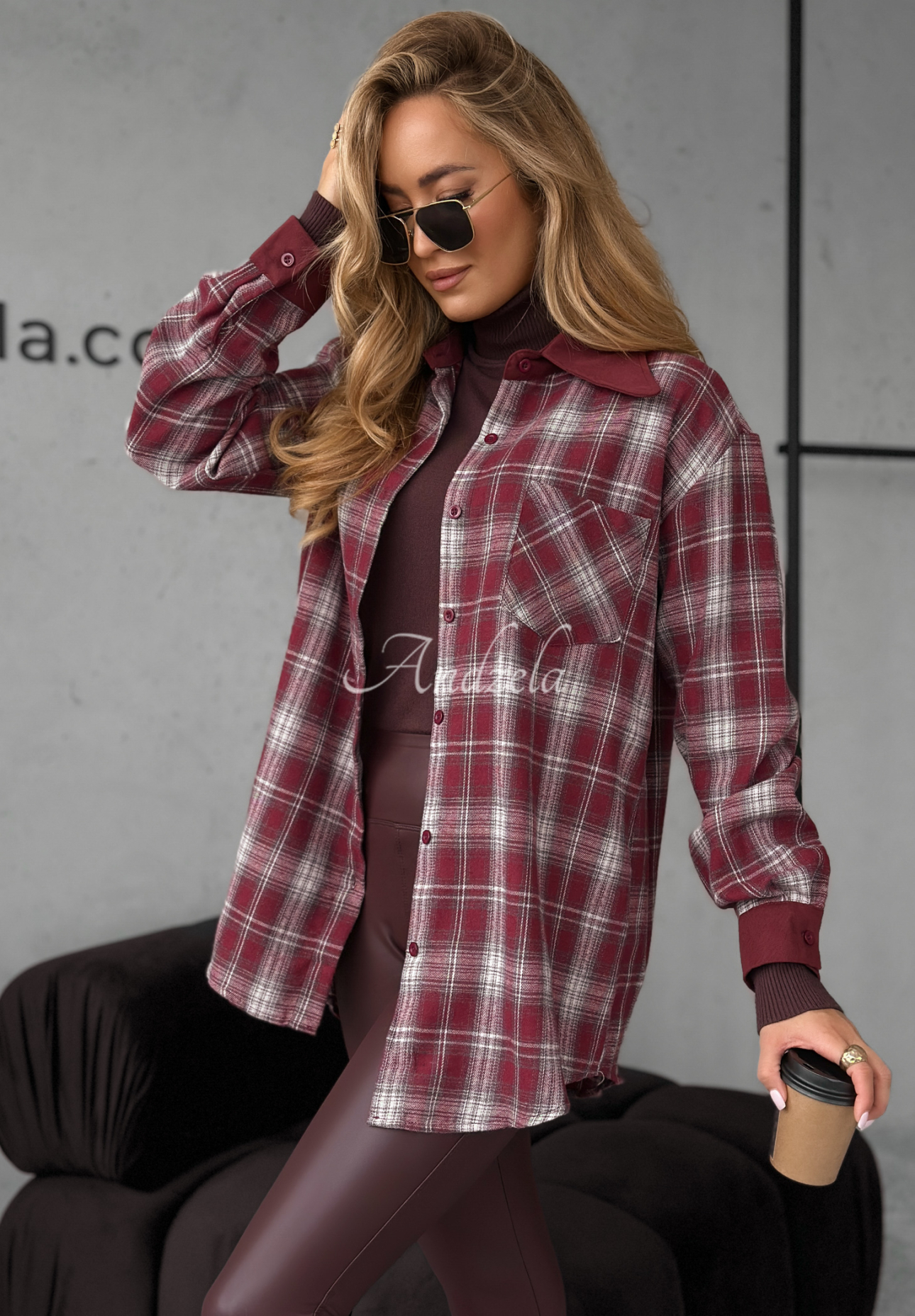 Cămașă din bumbac cu carouri Enjoying That