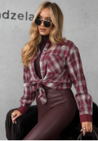 Cămașă w kratę Enjoying That burgundowa