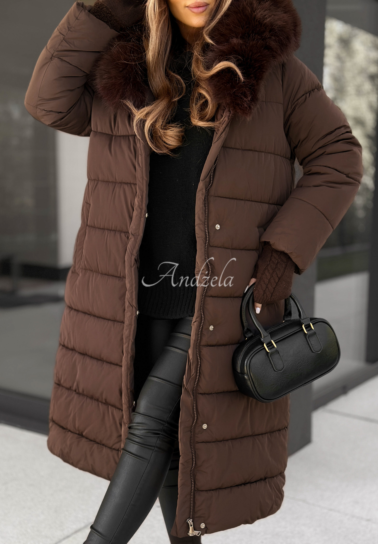 Geacă lungă matlasată cu blăniță For Cold Weather