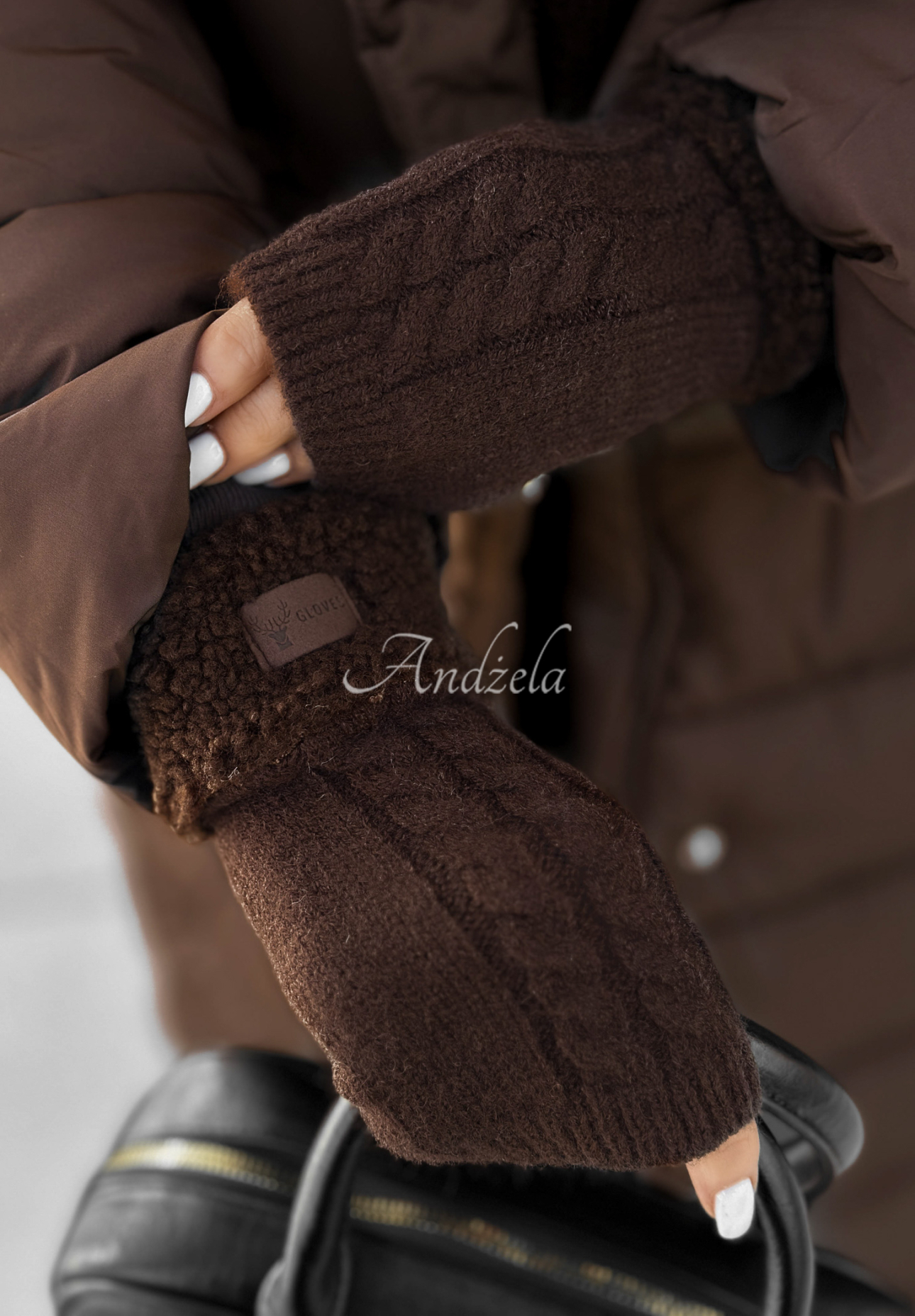Mănuși tip mitene cu blăniță Enjoying Winter