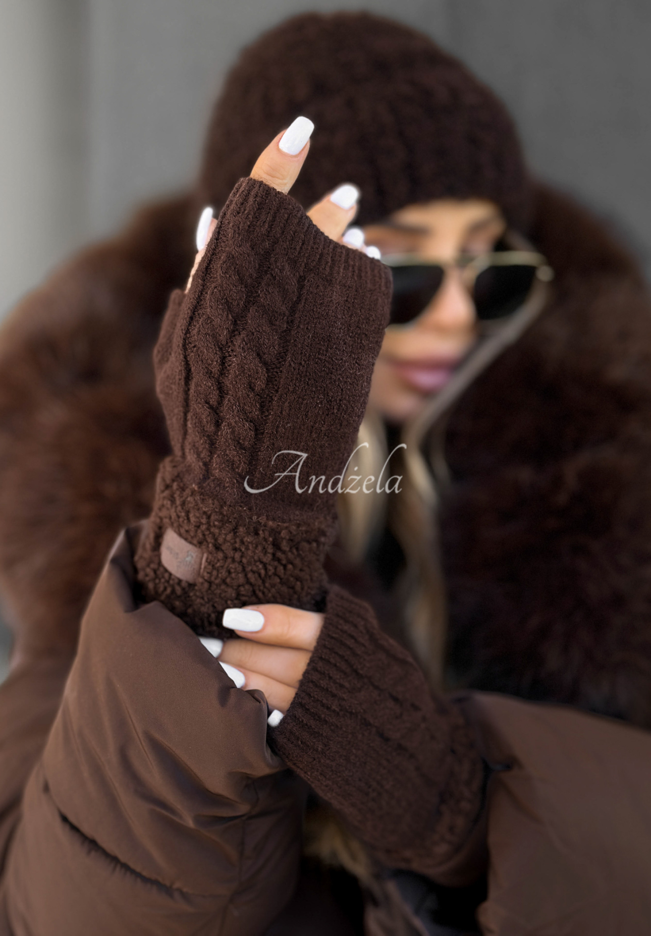 Mănuși tip mitene cu blăniță Enjoying Winter