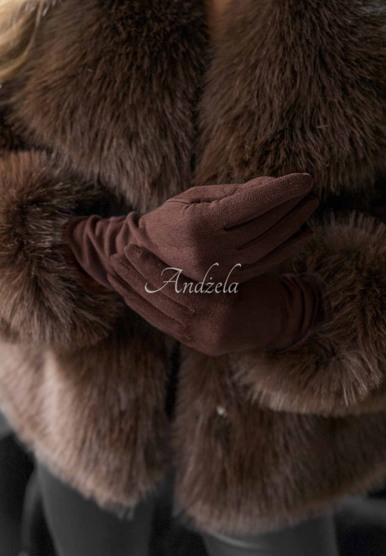 Mănuși lungi din piele întoarsă Long December