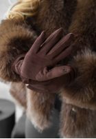 Lungi zamszowe Mănuși Long December ciocolatii