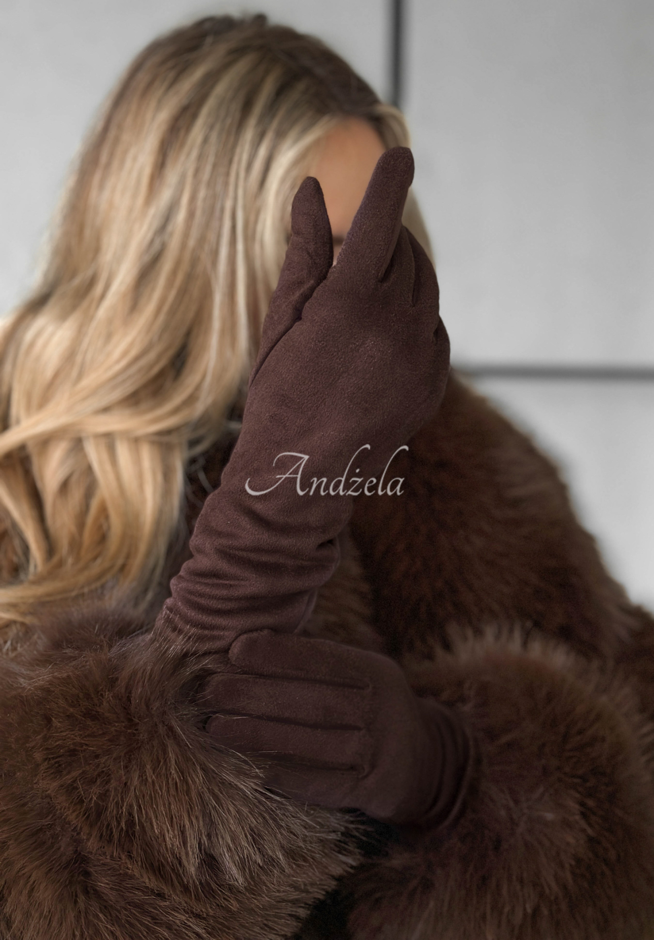 Mănuși lungi din piele întoarsă Long December