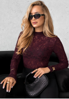 Koronkowa Bluză longsleeve Imagine Me burgundowa