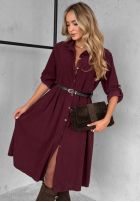Koszulowa Rochie midi That One Autumn burgundowa