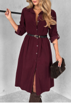 Koszulowa Rochie midi That One Autumn burgundowa