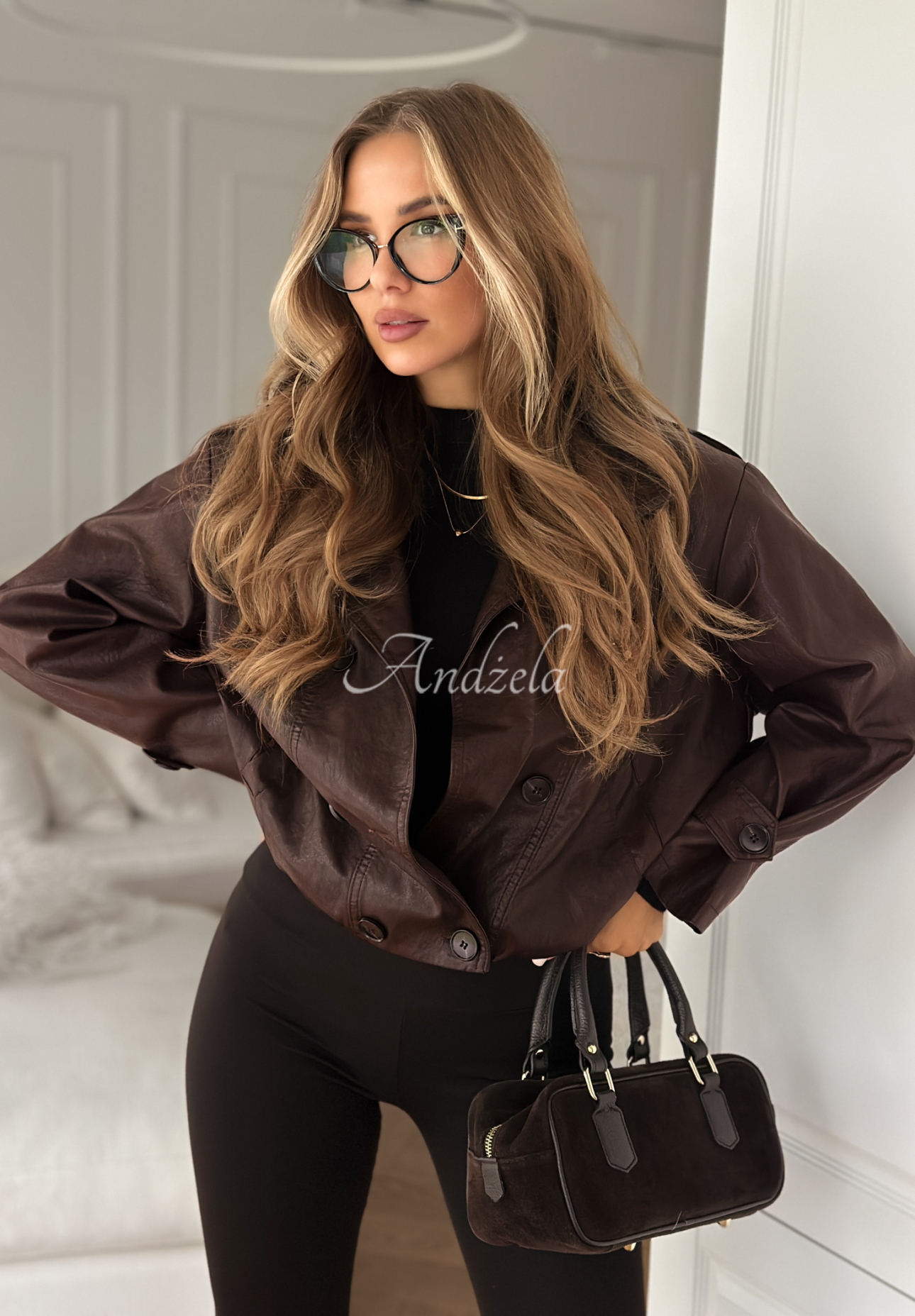 Geacă din piele cu nasturi Don’t React